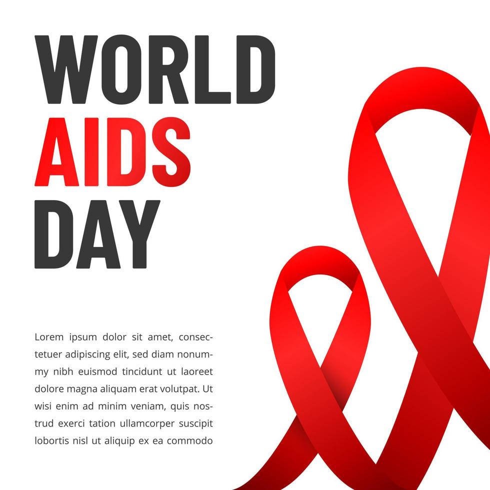 World AIDS day poster. Aids Awareness Red Ribbon. Vector illustration.