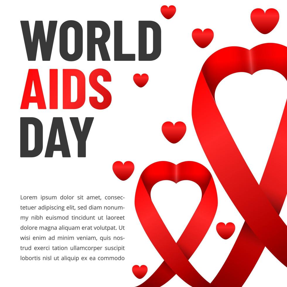 World AIDS day poster. Aids Awareness Red Ribbon. Vector illustration.