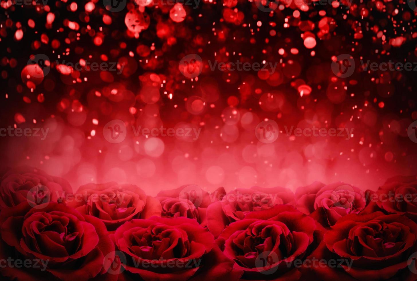 valentines day background, red roses and bokeh lighting blurred effect photo