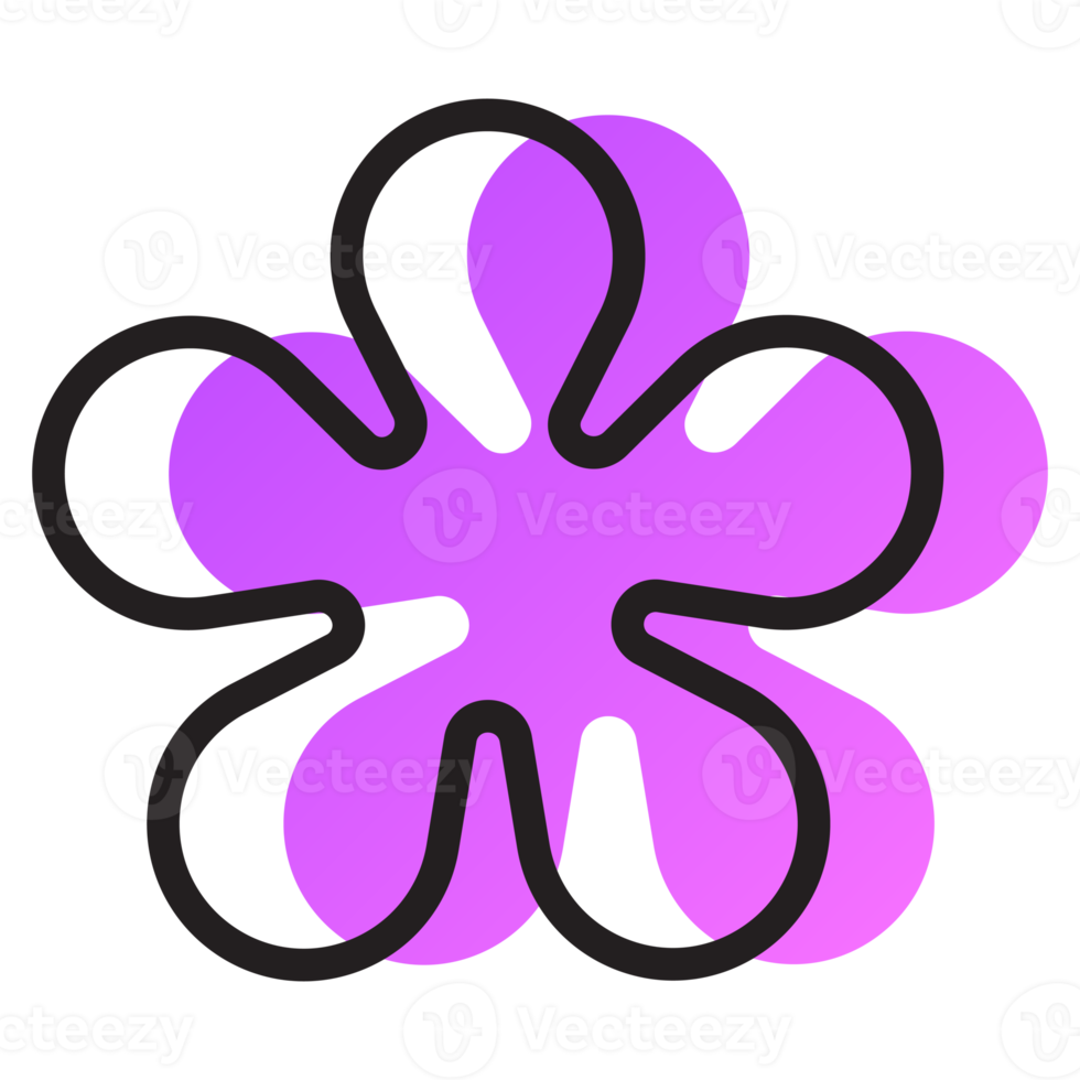 Abstract stylized flower design. PNG with transparent background.