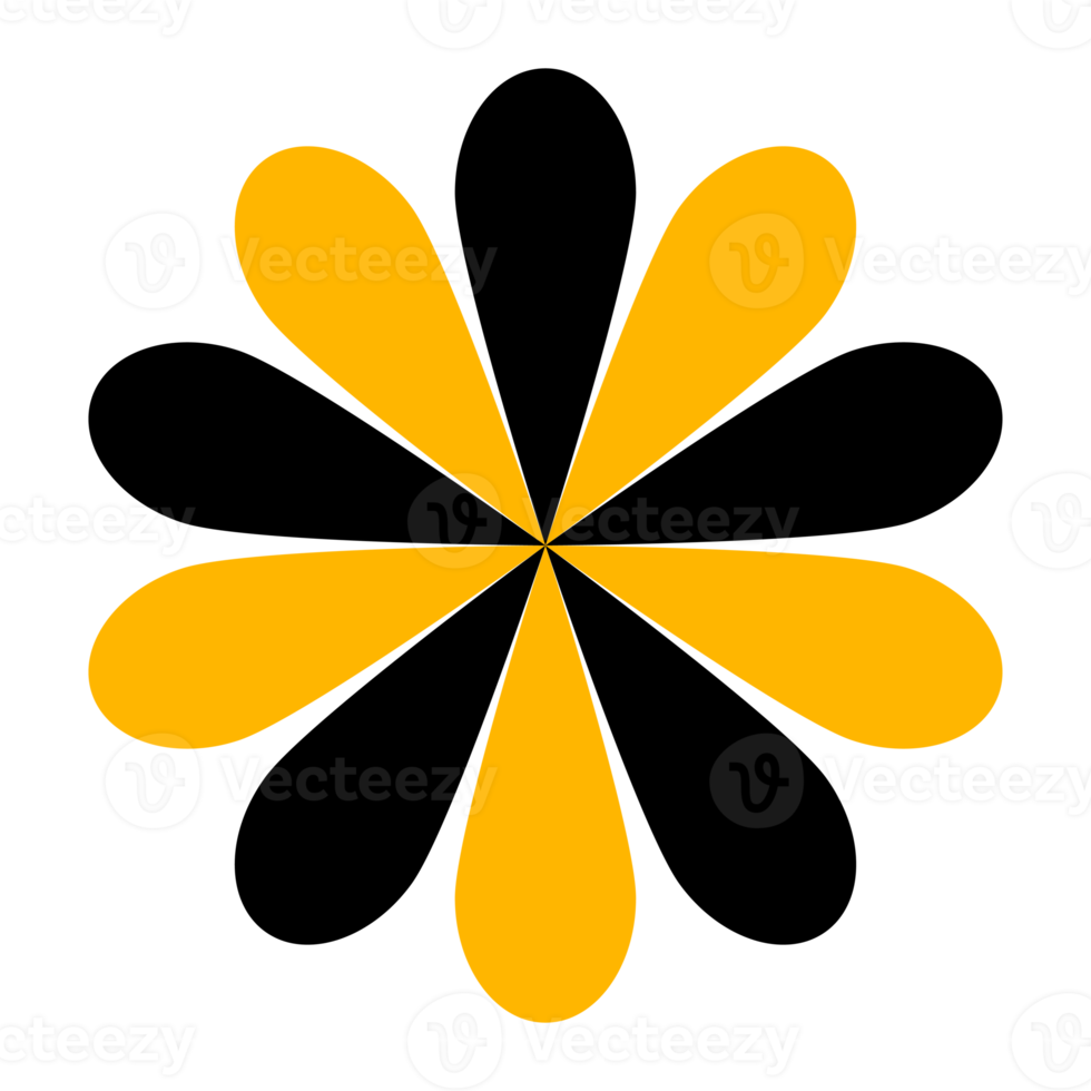 Abstract stylized flower design. PNG with transparent background.