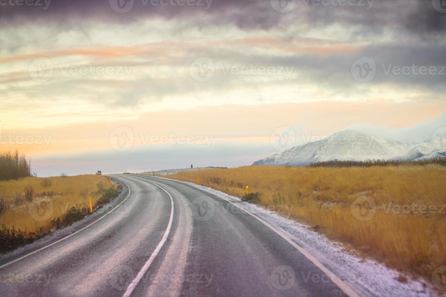 Route 1 or Ring Road, or Hringvegur, a national road that runs around Iceland and connects most of the inhabited parts of the country photo