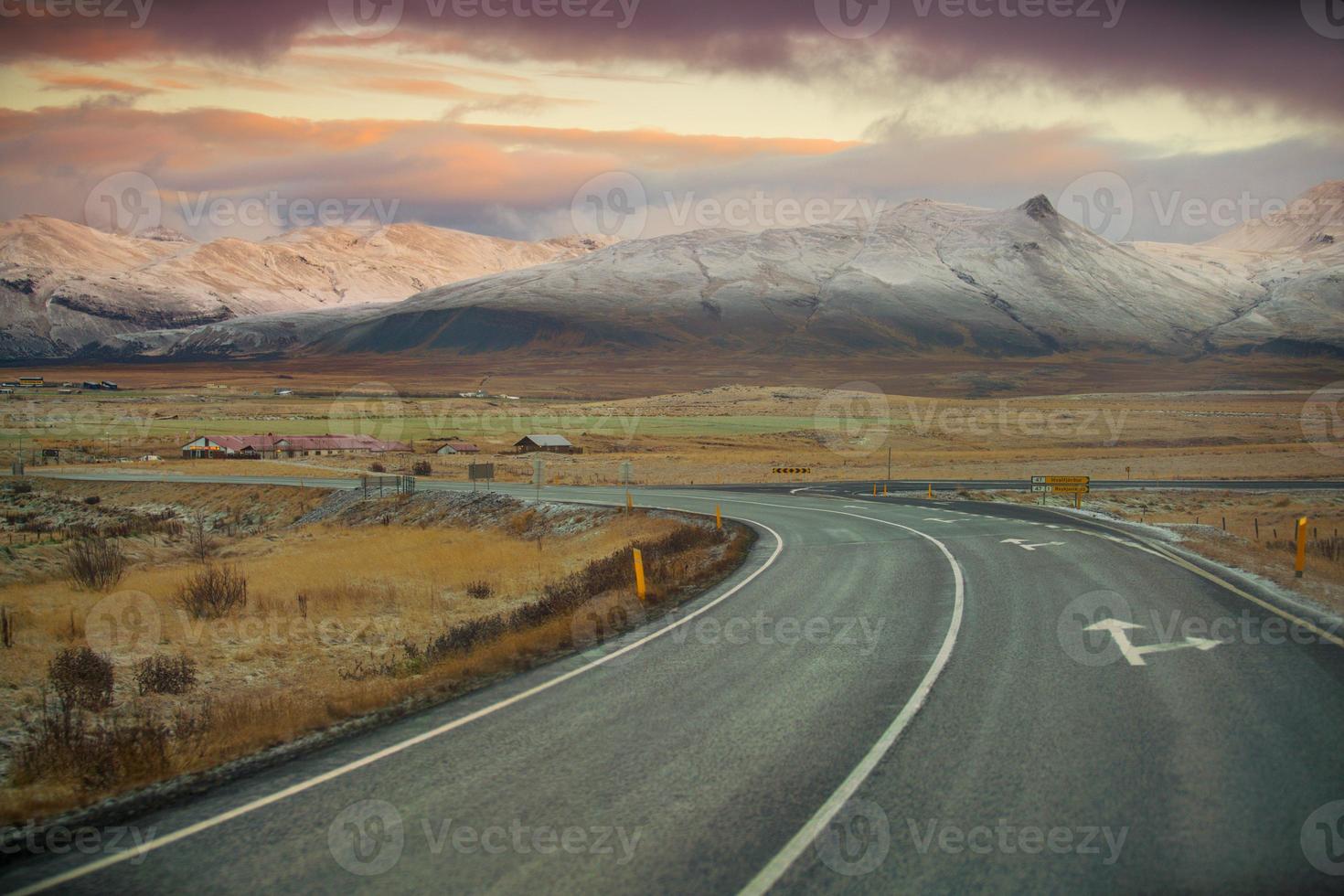 Route 1 or Ring Road, or Hringvegur, a national road that runs around Iceland and connects most of the inhabited parts of the country photo