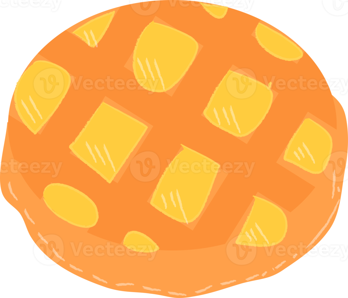 Pineapple Bun,  illustration in a cartoon style. Logo for cafes, restaurants, coffee shops, catering. png