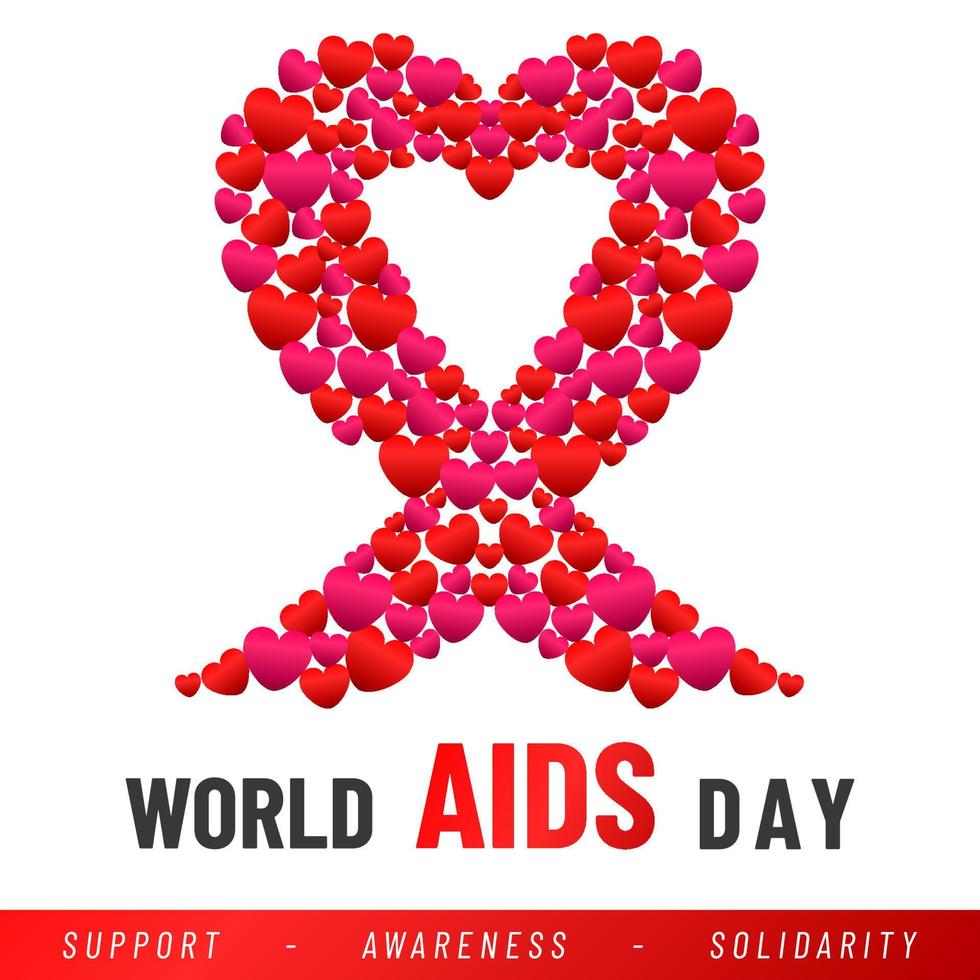 World AIDS day poster. Aids Awareness Red Ribbon. Vector illustration.