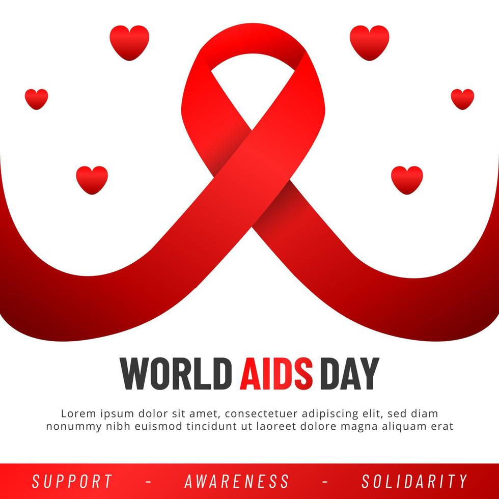 cartel del día mundial del sida. cinta roja de concienciación sobre el sida. ilustración vectorial vector