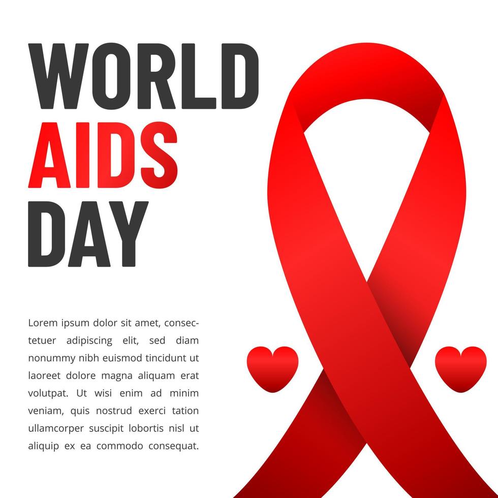 World AIDS day poster. Aids Awareness Red Ribbon. Vector illustration.