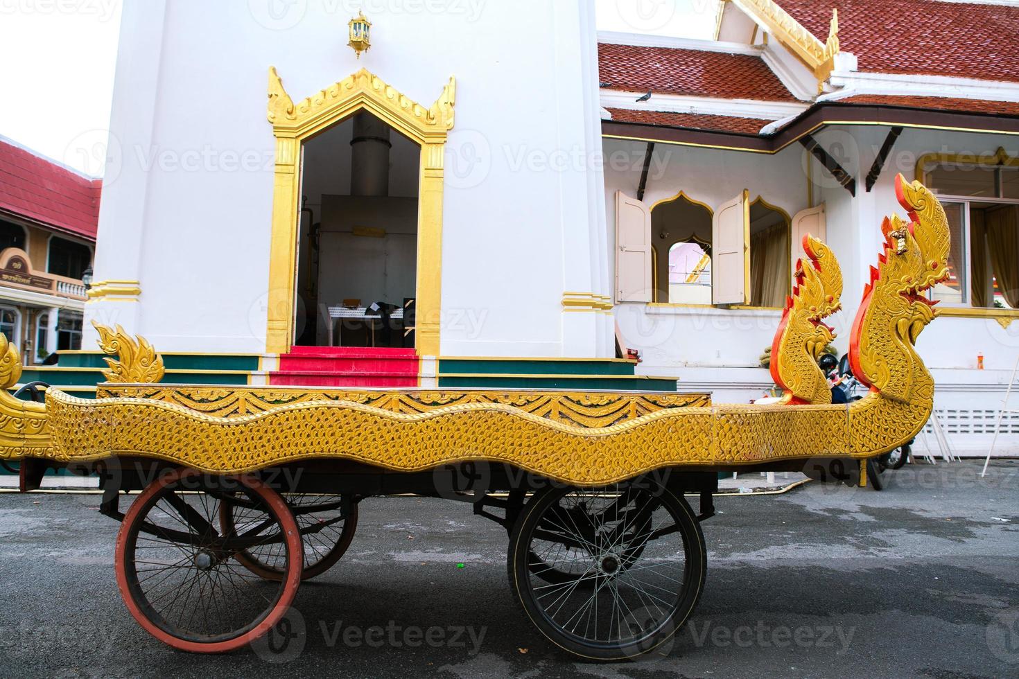 Thai traditional coffin carriage for cremation, move counter clockwise around the crematorium three times before the cremation ceremony photo