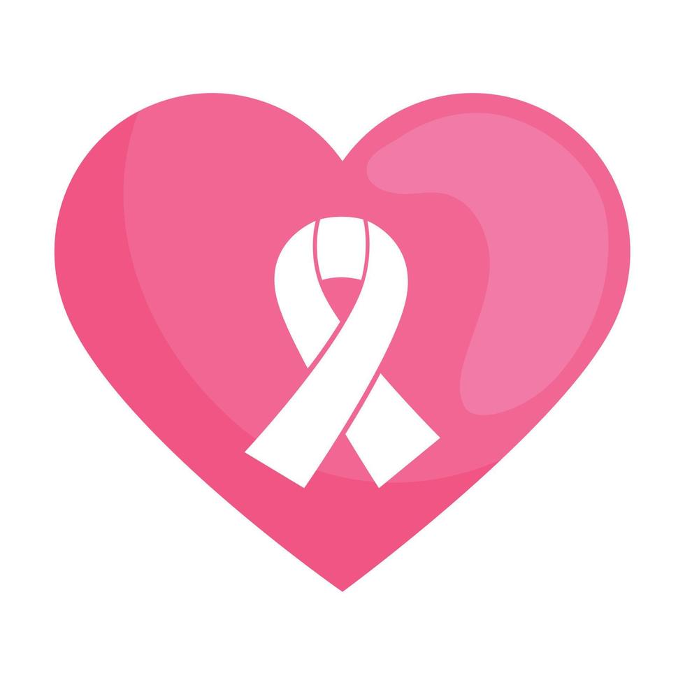breast cancer ribbon in heart vector
