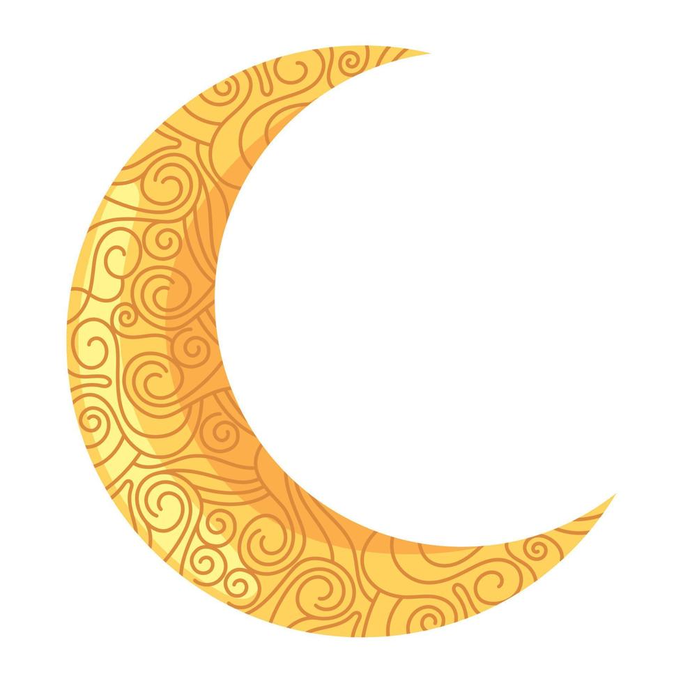 golden crescent moon vector