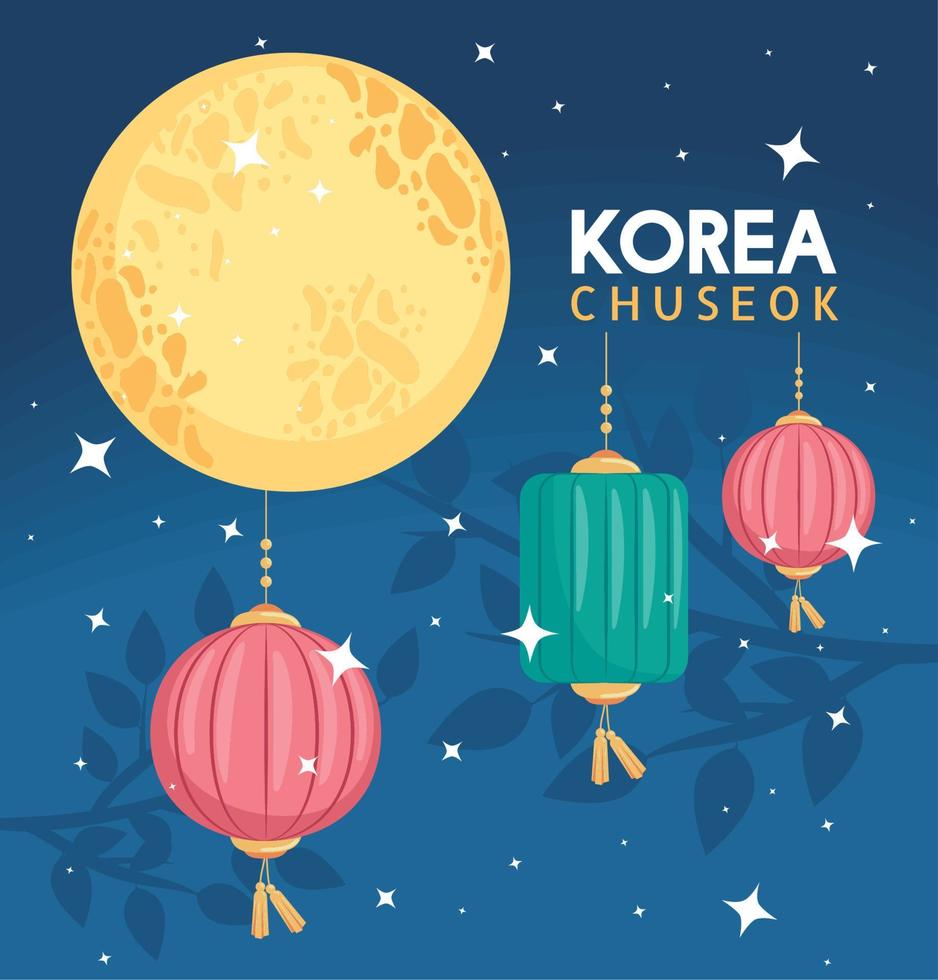 korea chuseok lettering card vector