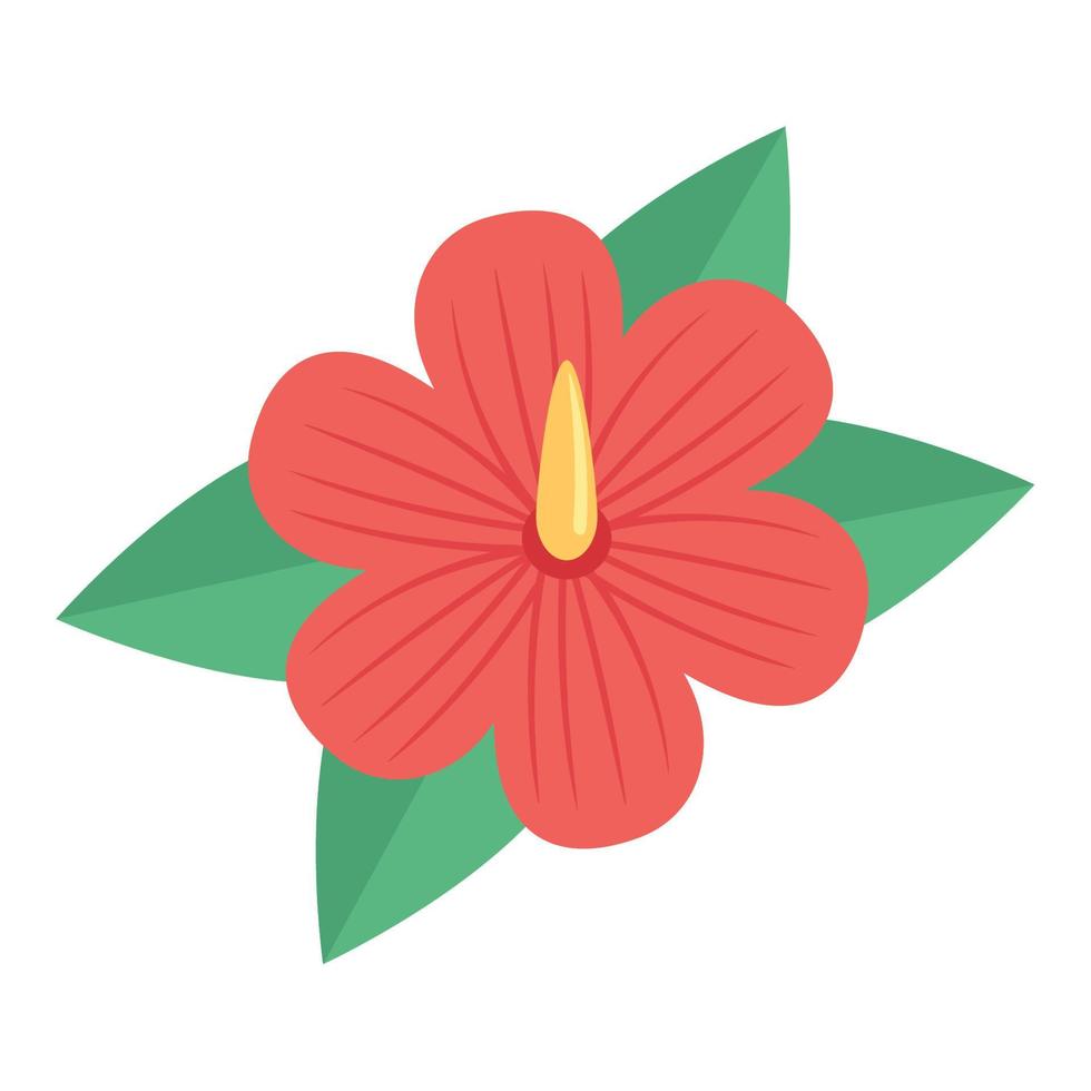 red flower with leafs vector