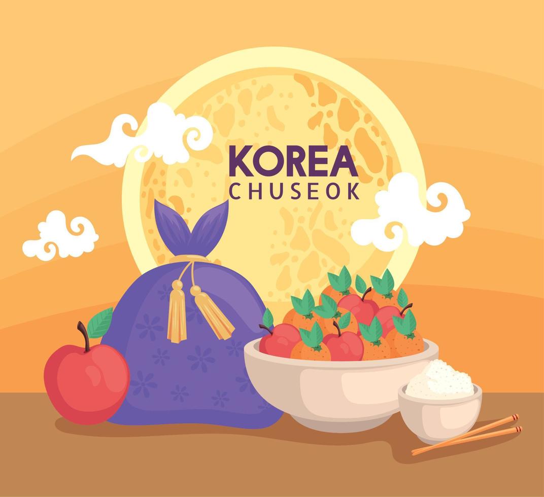 korea chuseok lettering template vector