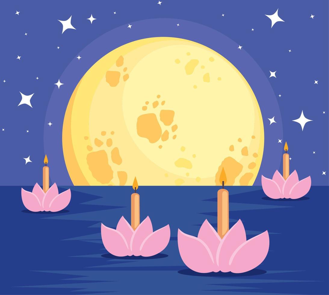 lotus flowers loy krathong festival vector