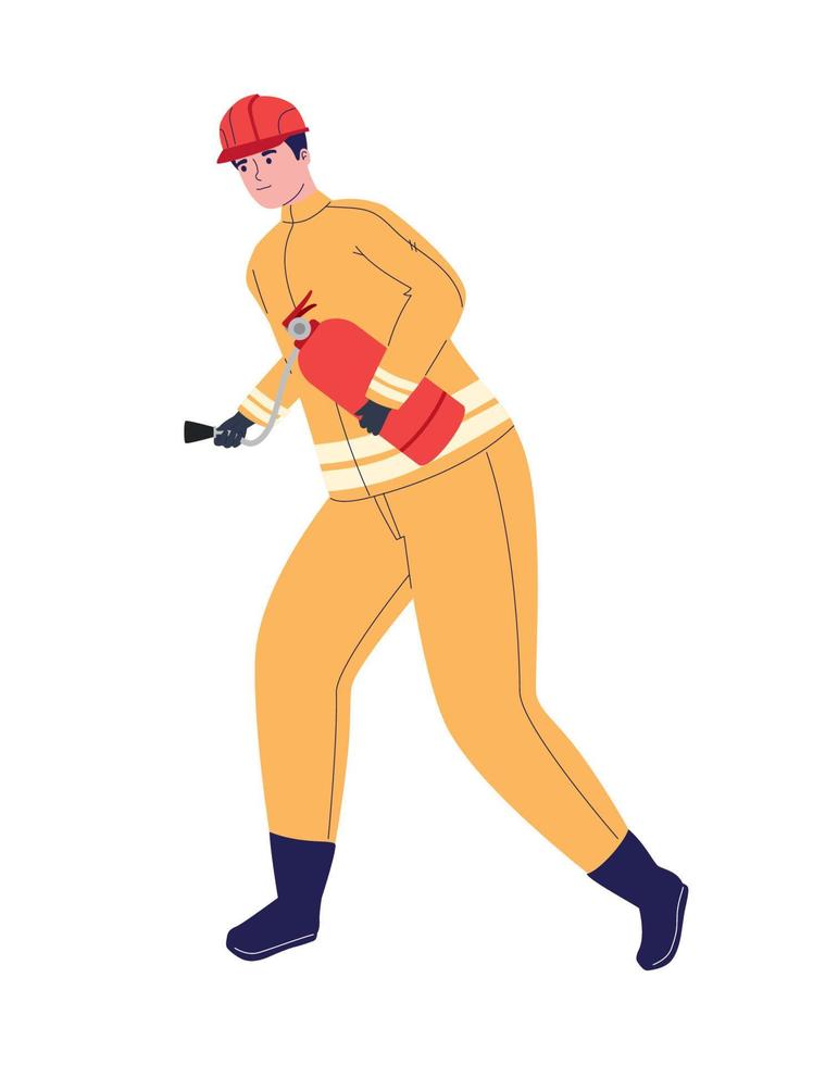 Fireman with extinguisher vector