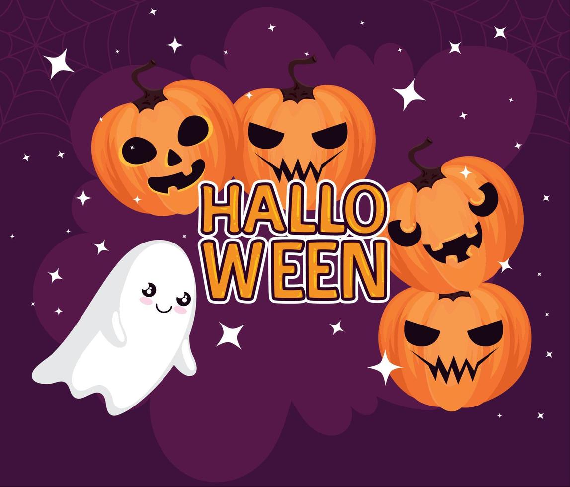 halloween lettering with pumpkins 12592835 Vector Art at Vecteezy