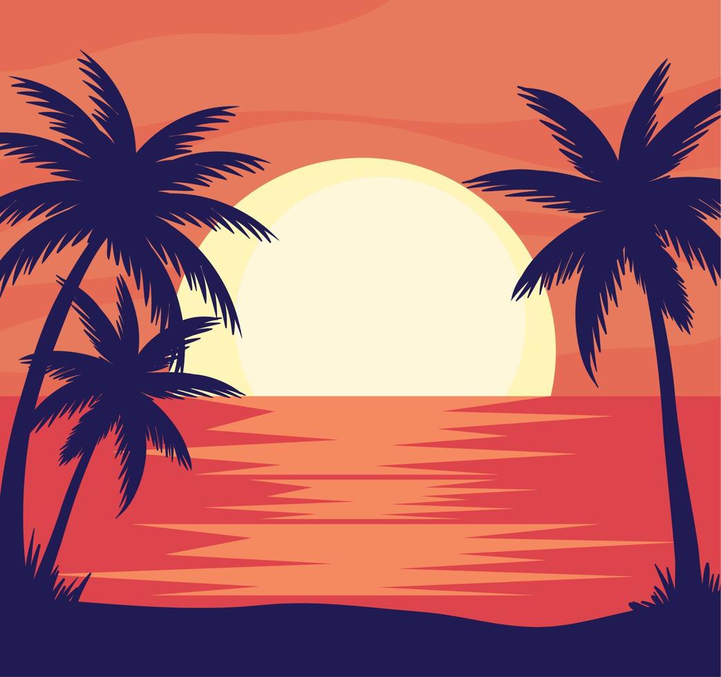paisaje marino con palmeras vector