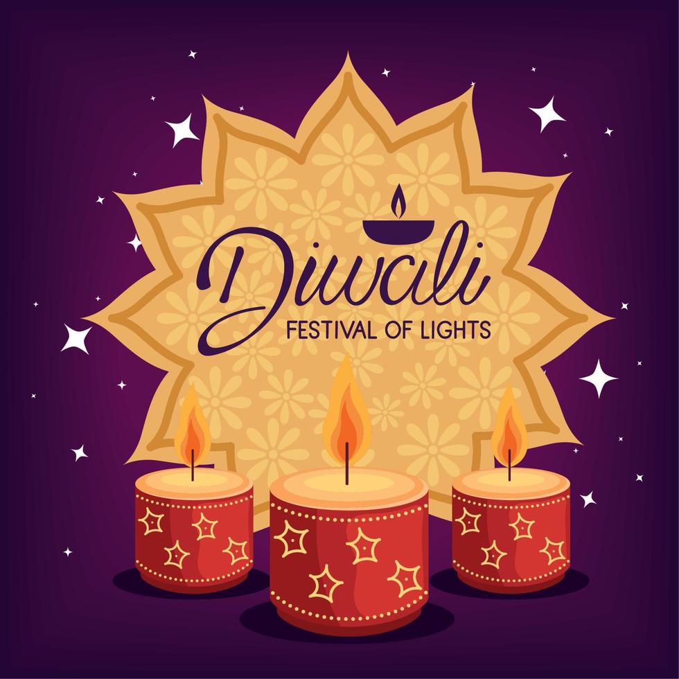 festival de diwali de la tarjeta de luz vector