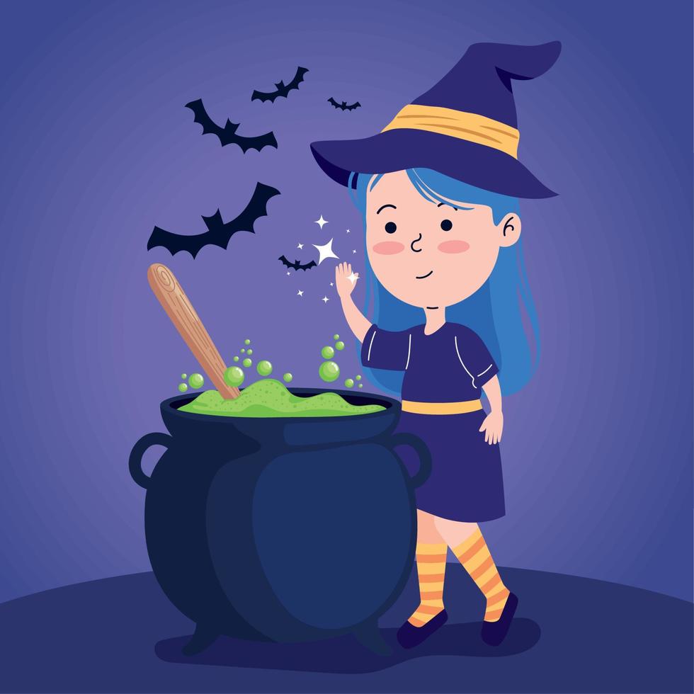 witch with cauldron vector