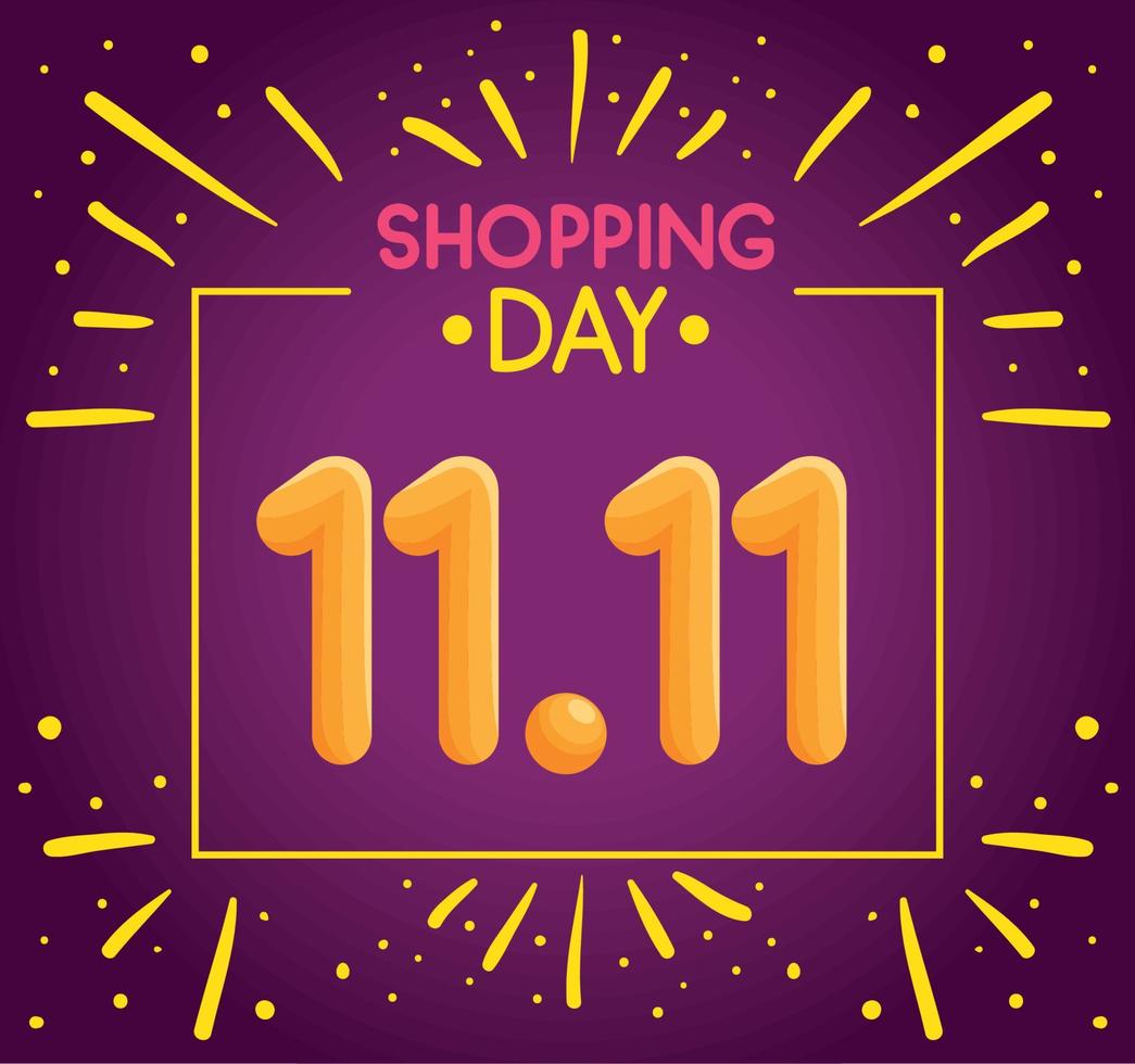 11 11 shopping day purple color vector