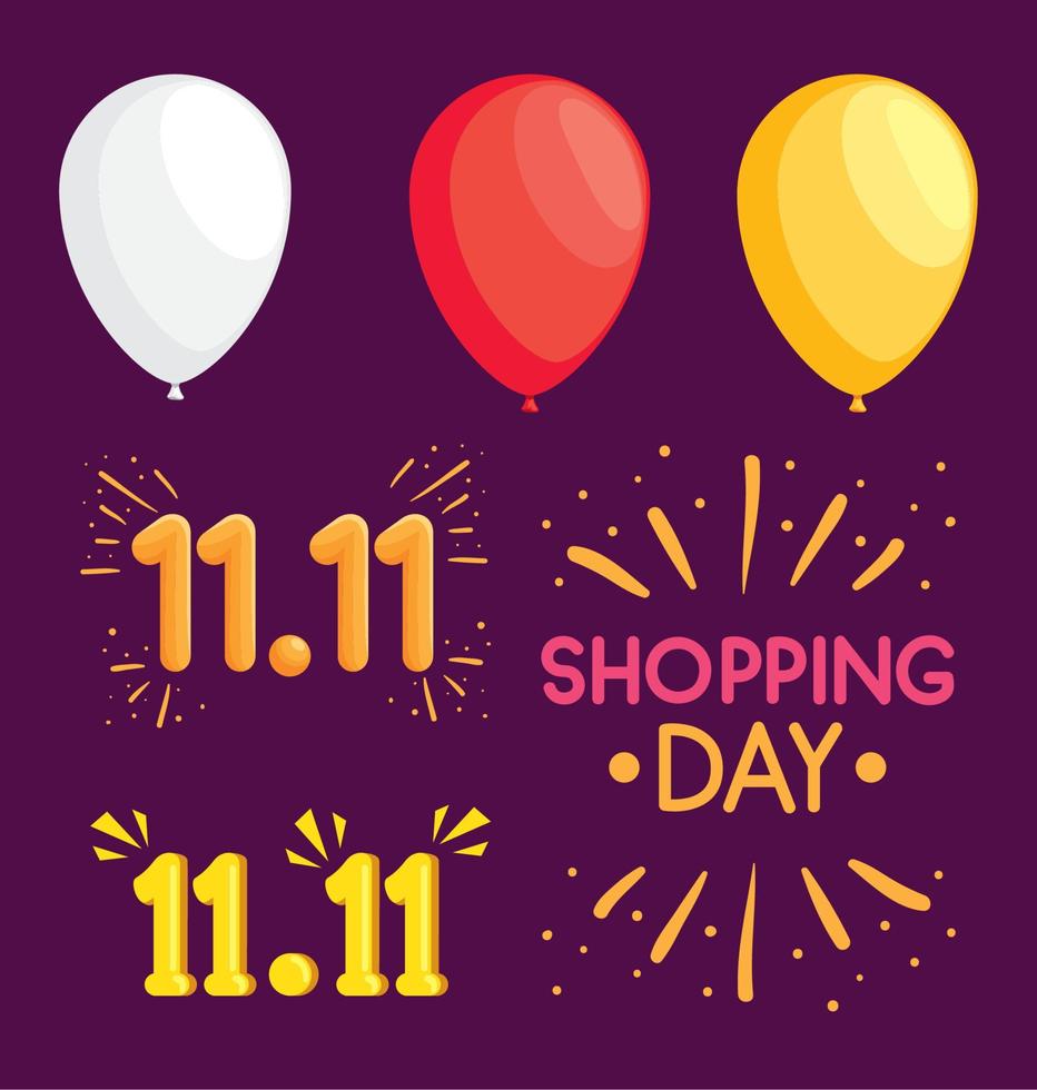 11 11 shopping day card vector