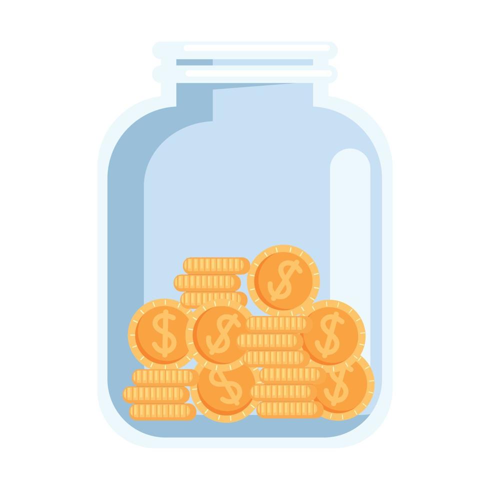 jar with coins savings vector