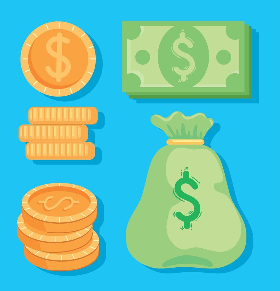 five money financial icons vector