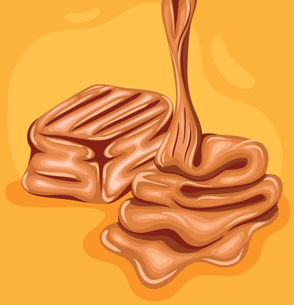 caramel in yellow background vector