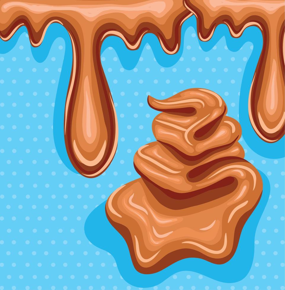caramel in blue background vector