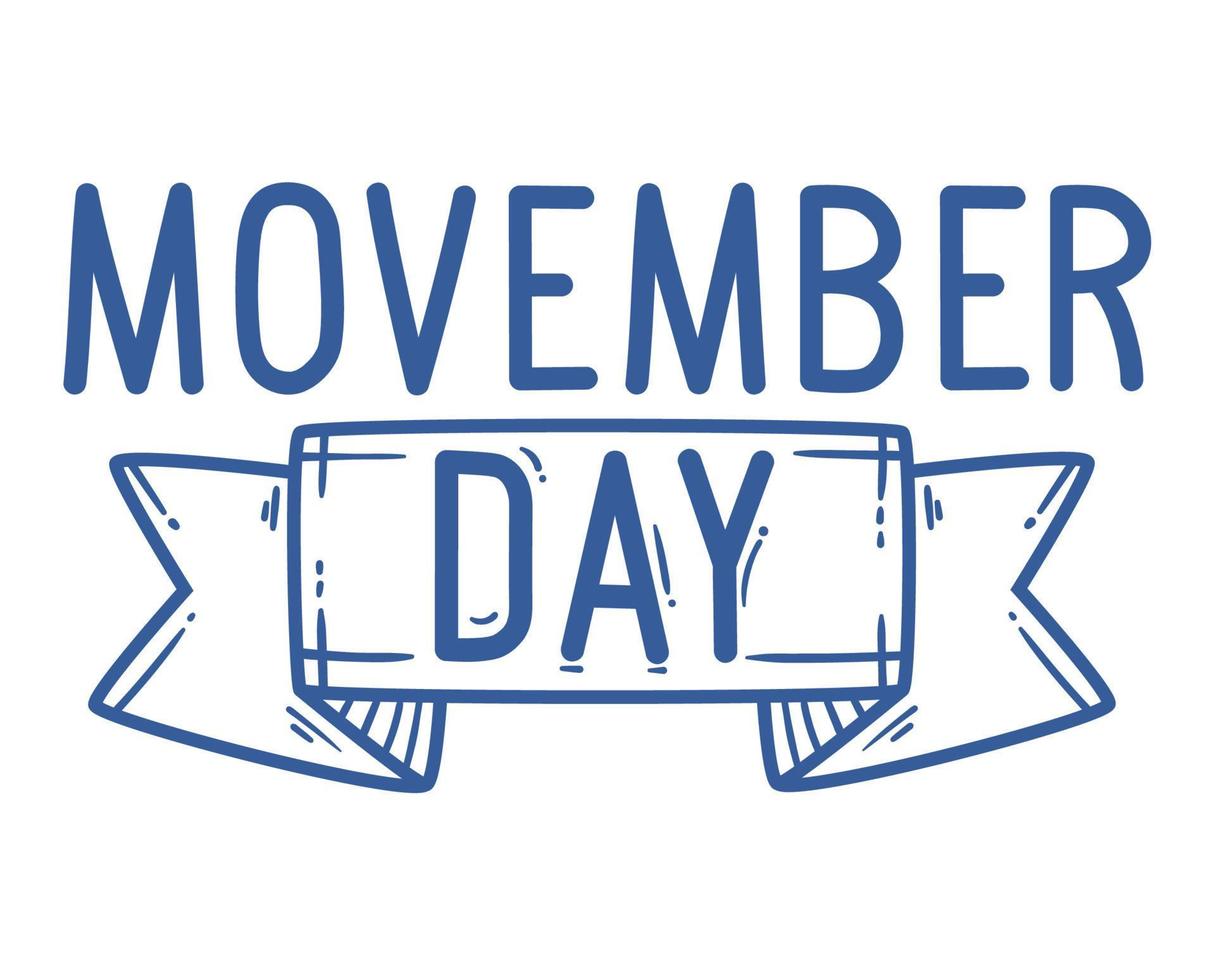 movember day lettering in ribbon vector
