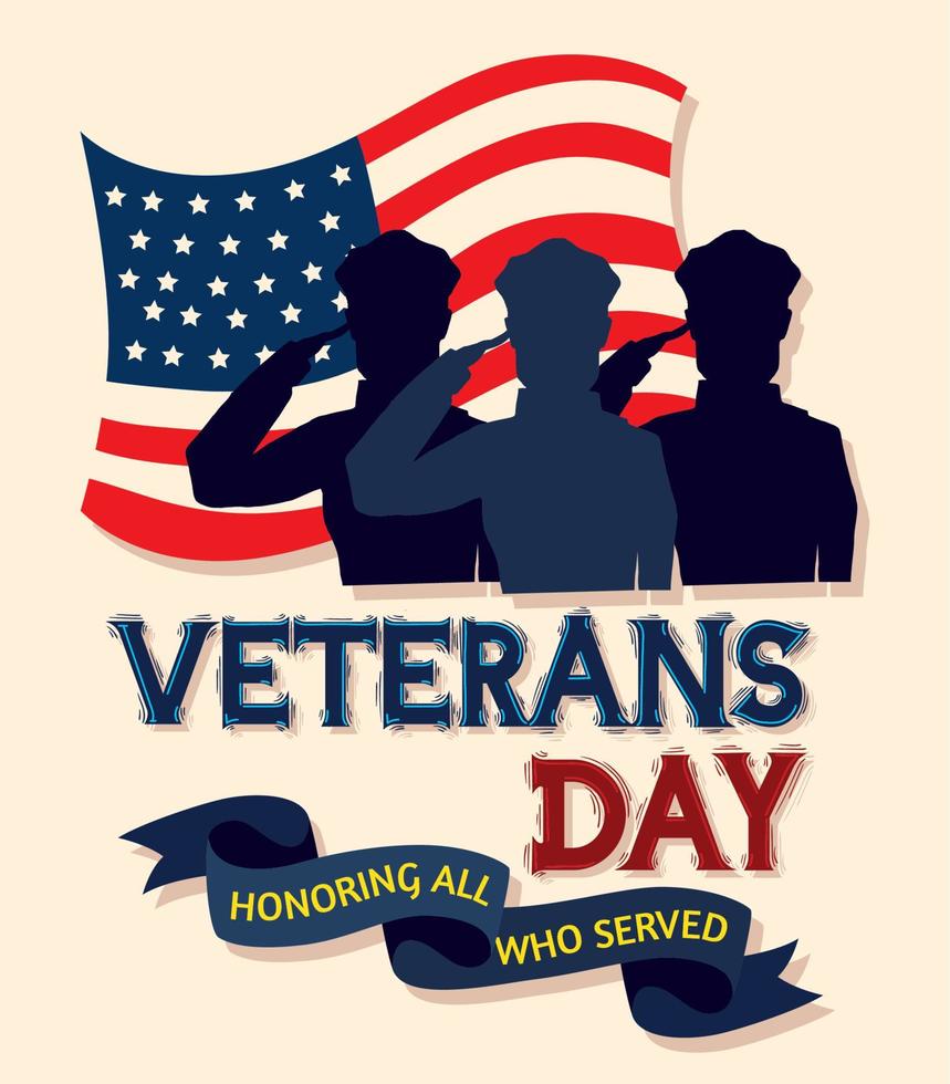 veterans day lettering vector