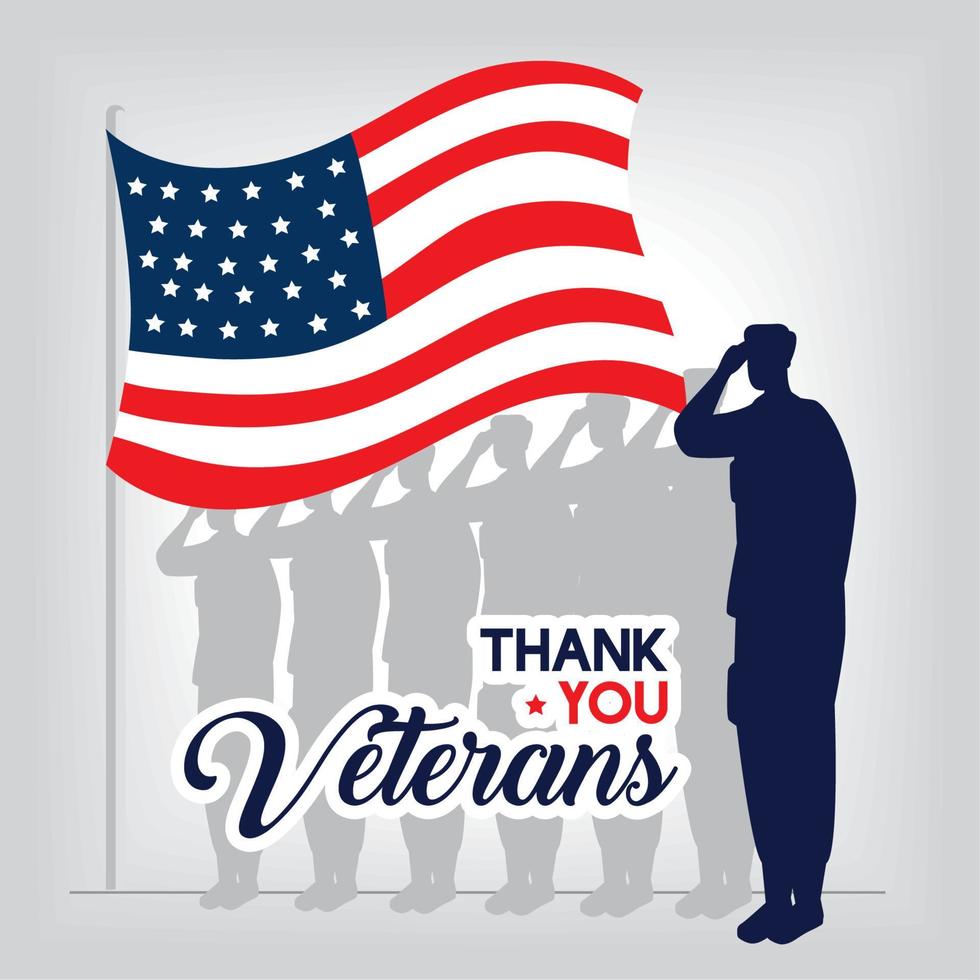 thank you veterans lettering vector