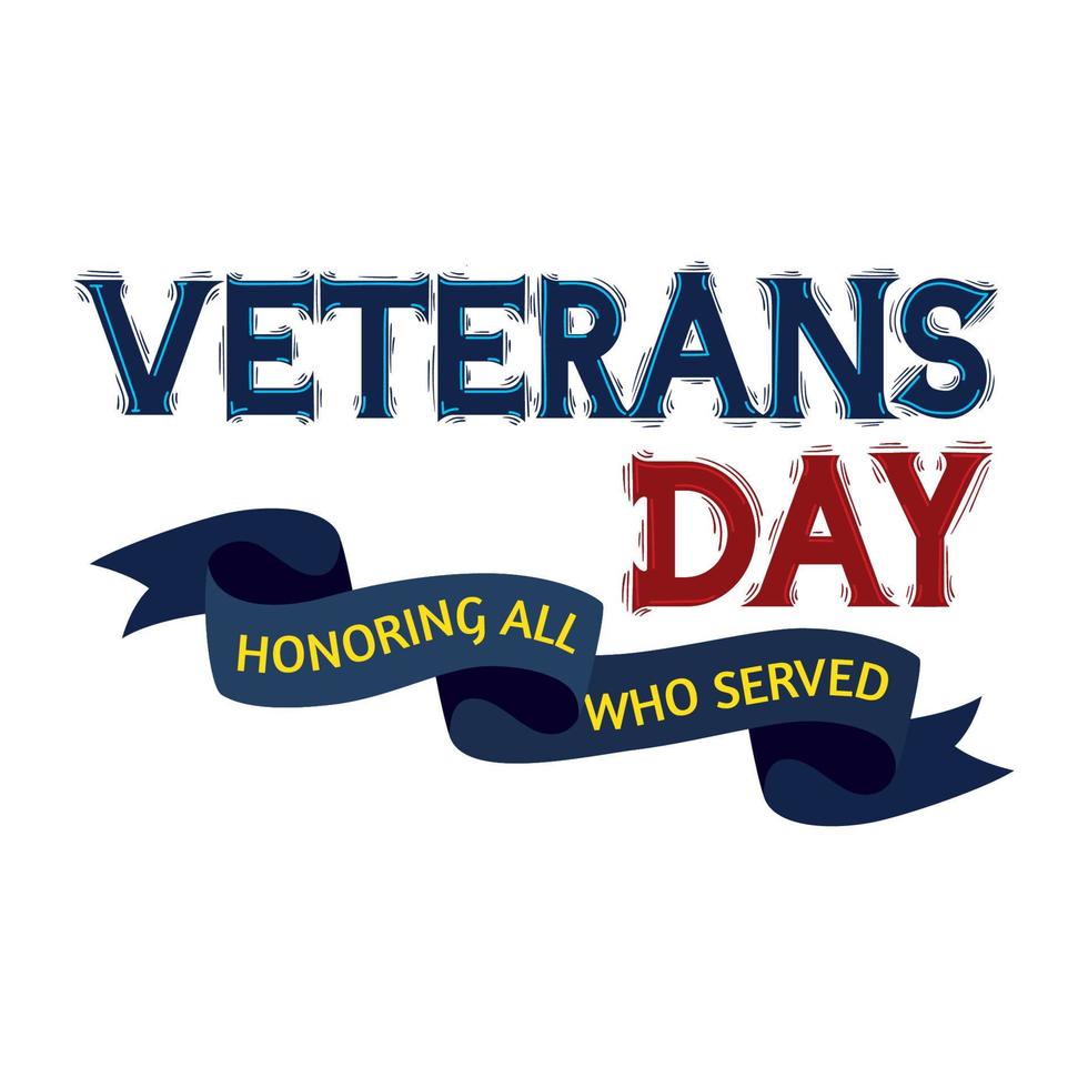 veterans day lettering card vector