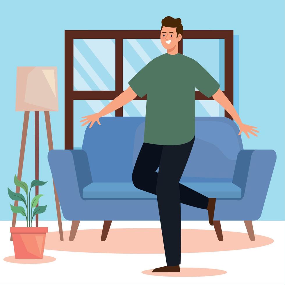 man dancing in livingroom vector