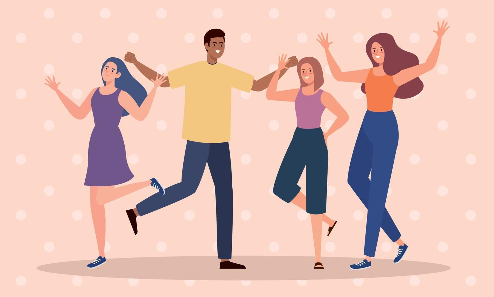 people dancing happy characters vector