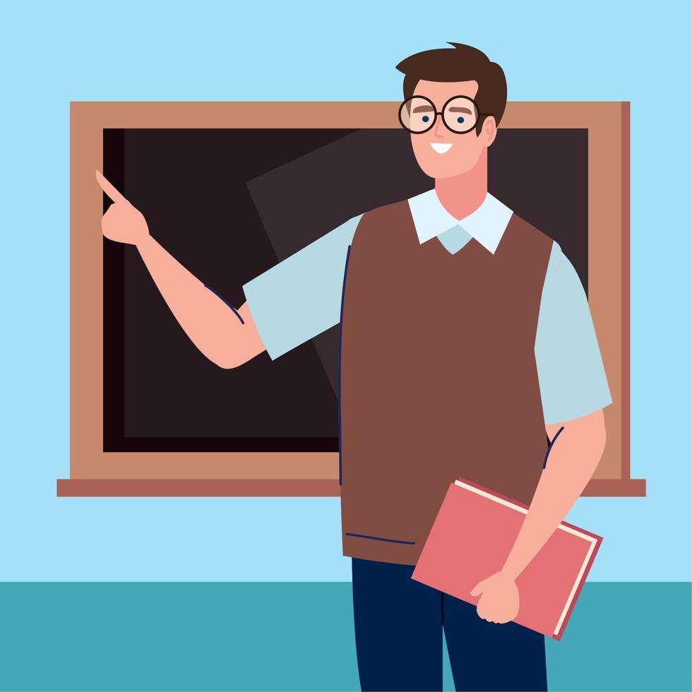 male teacher with book vector