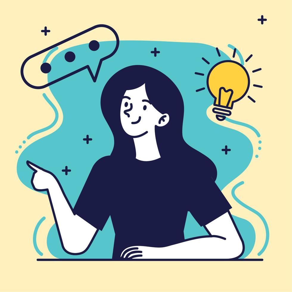 young woman with bulb vector