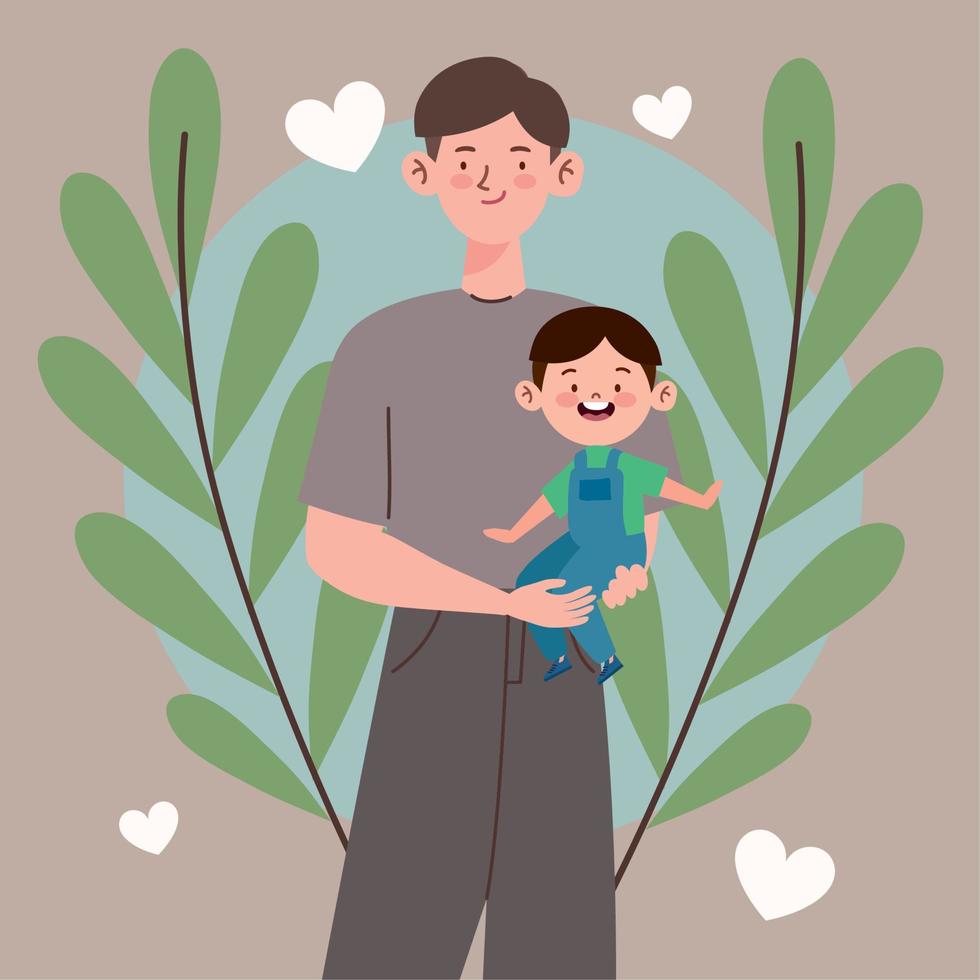 korean father and son vector