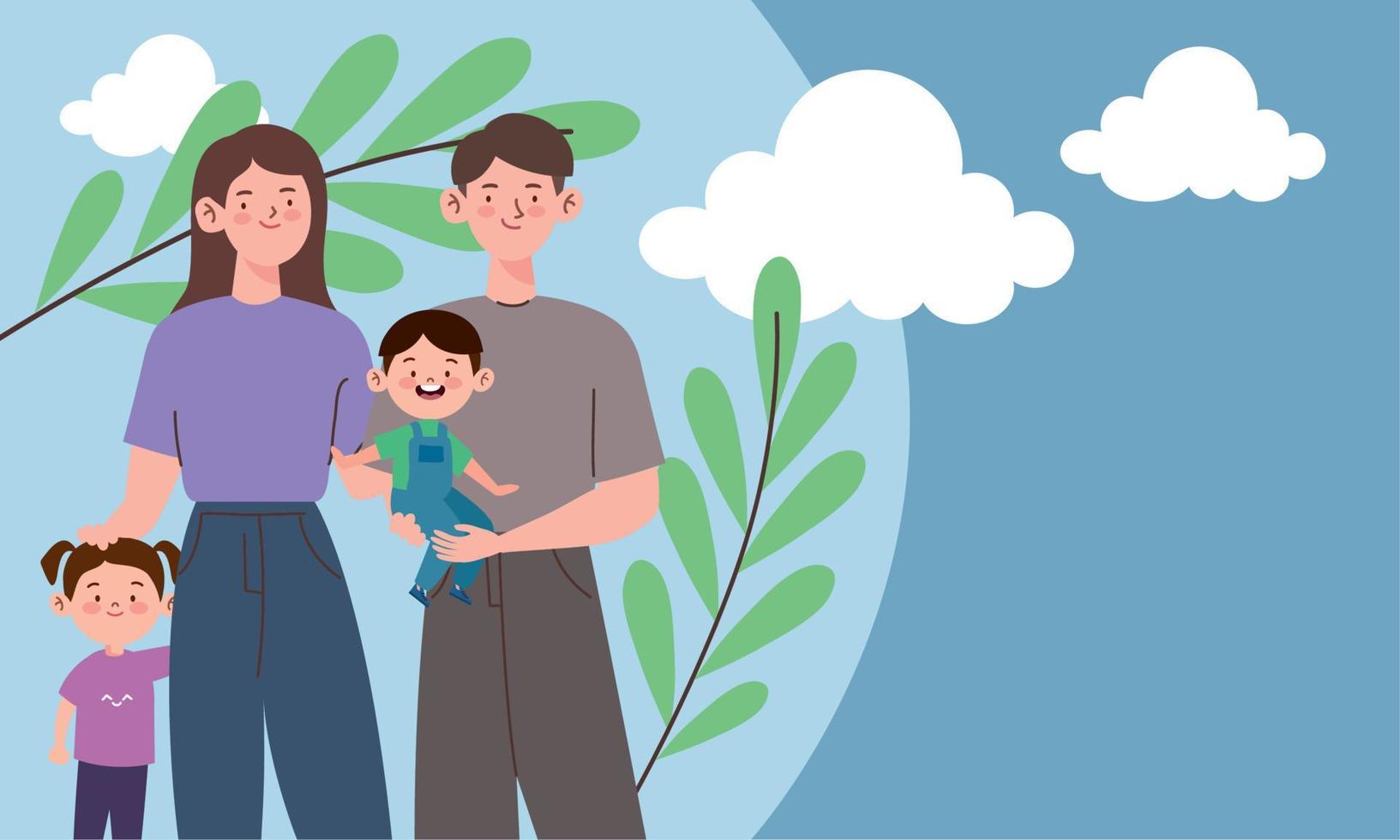 korean family and branches vector
