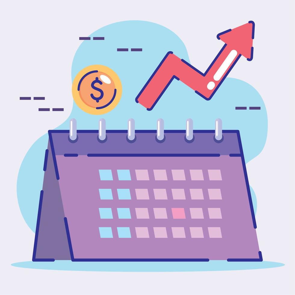 calendar and coin money income vector