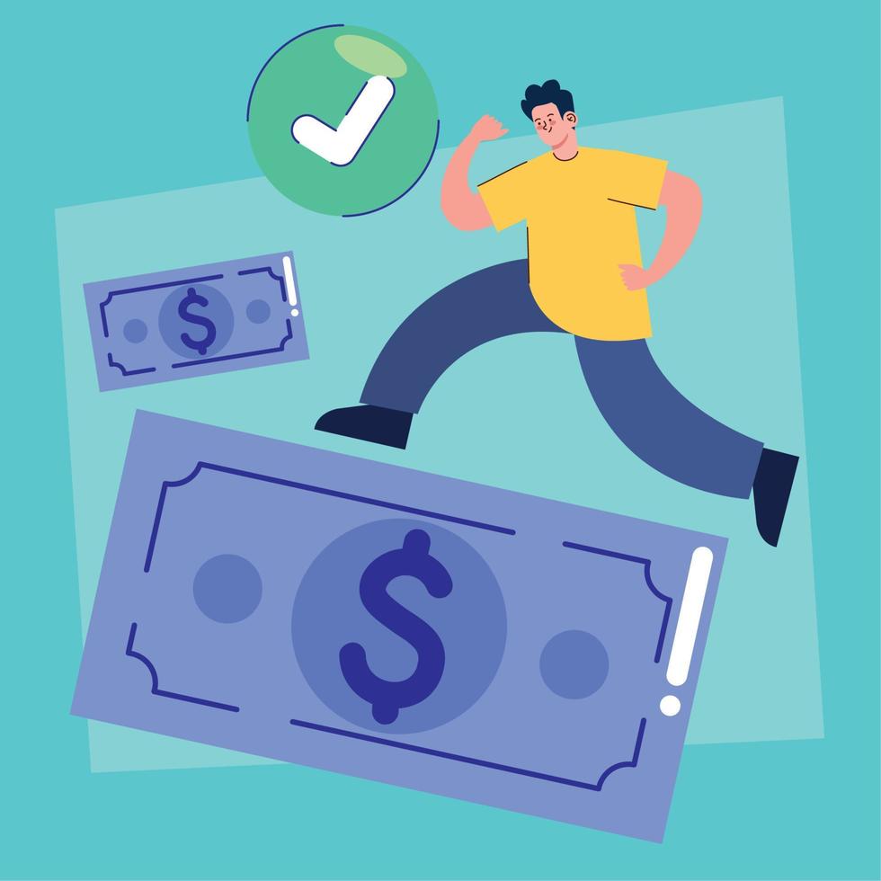 man with bills money vector