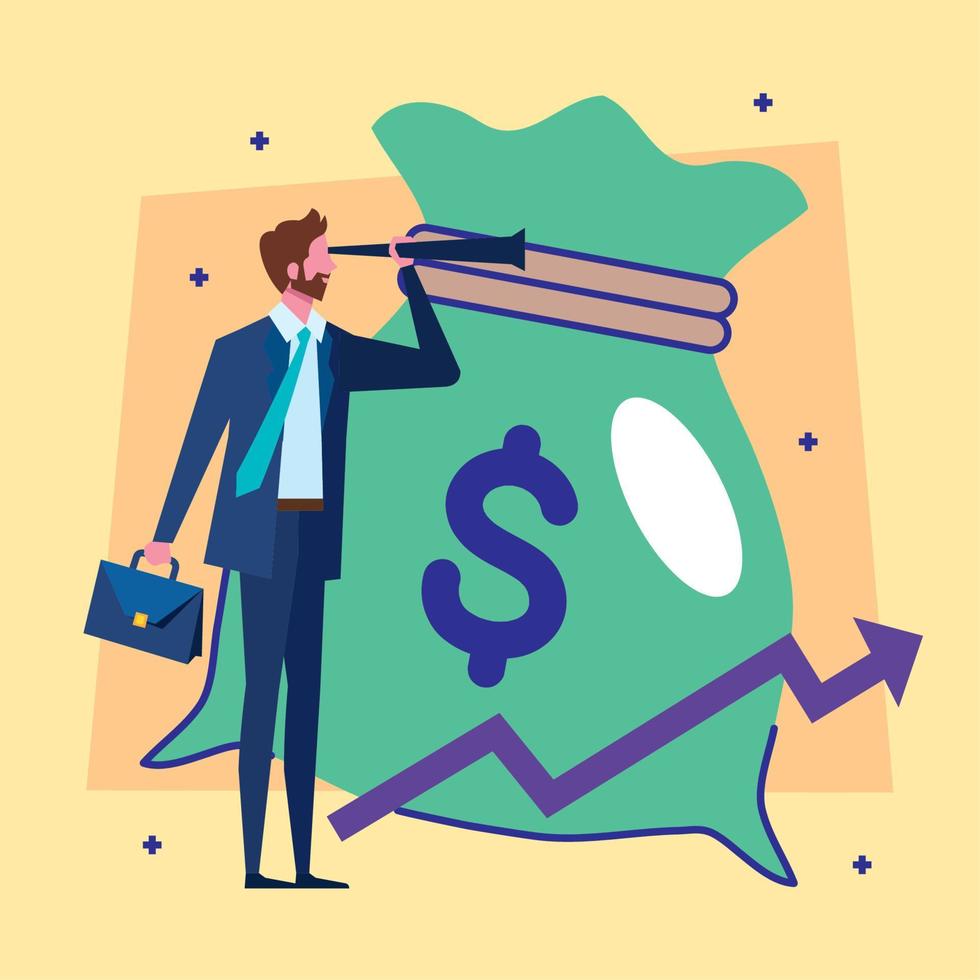 businessman with money bag vector