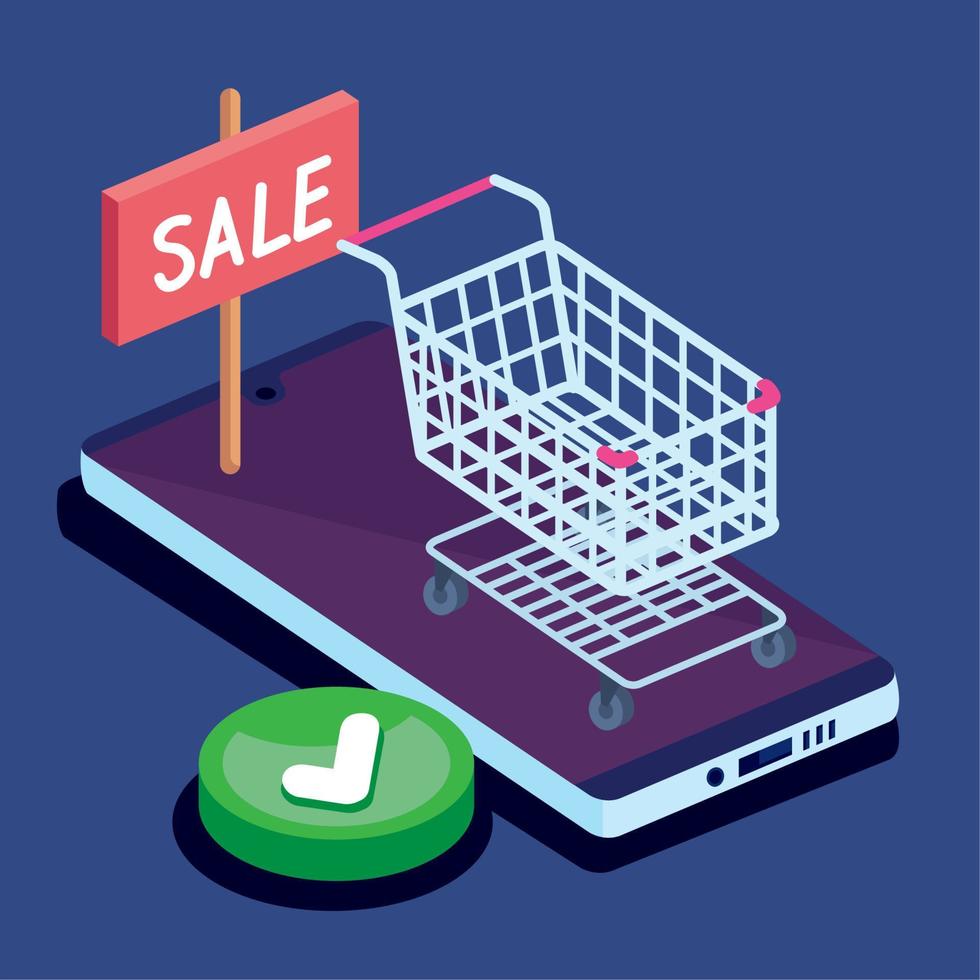 sale label in smartphone icons vector