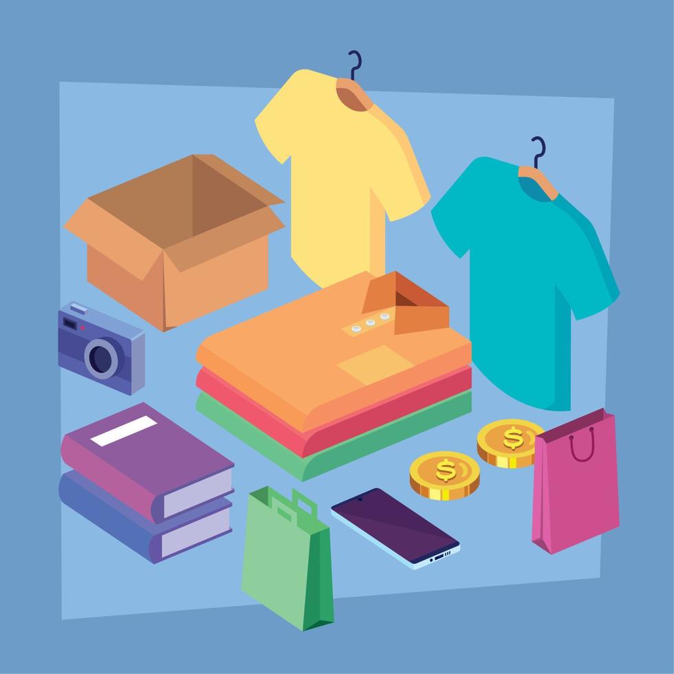 flea market set accessories vector