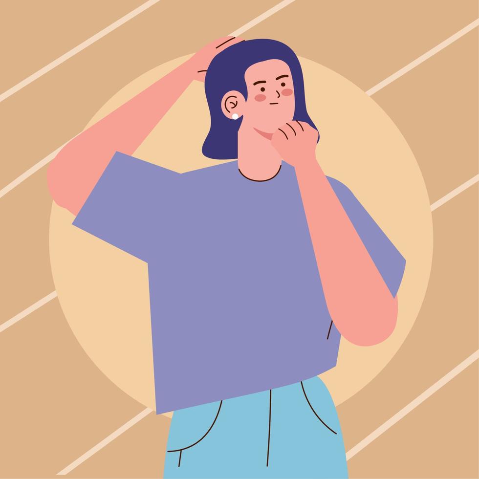 young woman avatar character vector
