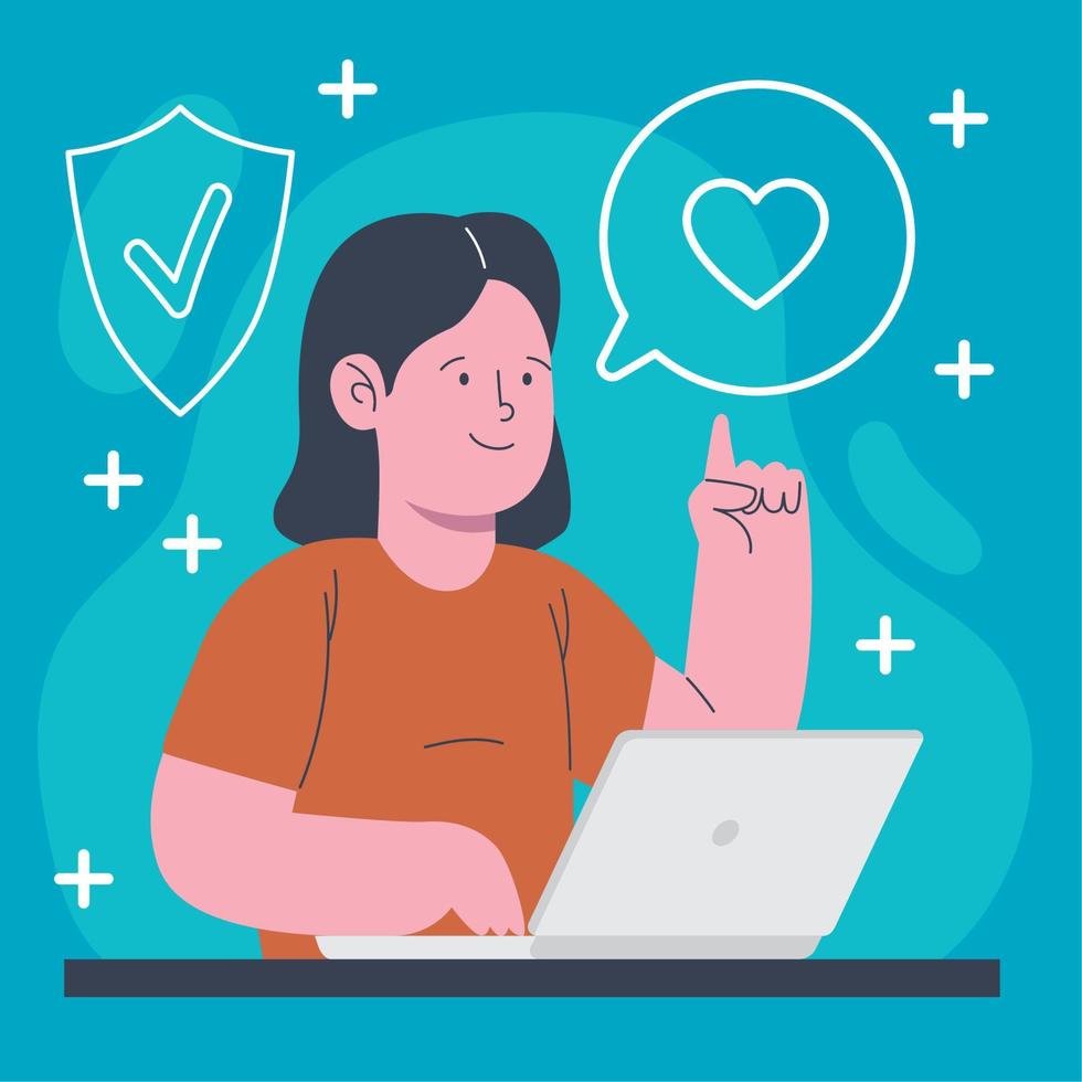 business woman with laptop computer vector