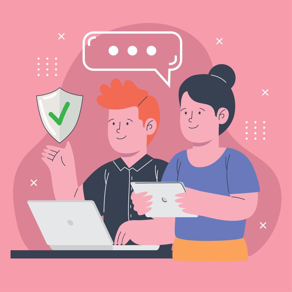 business couple with laptop vector