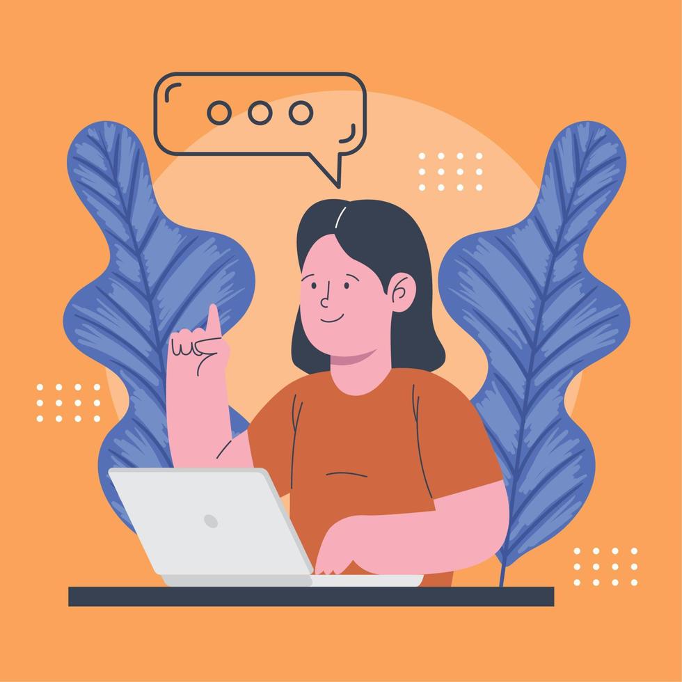 business woman using laptop vector