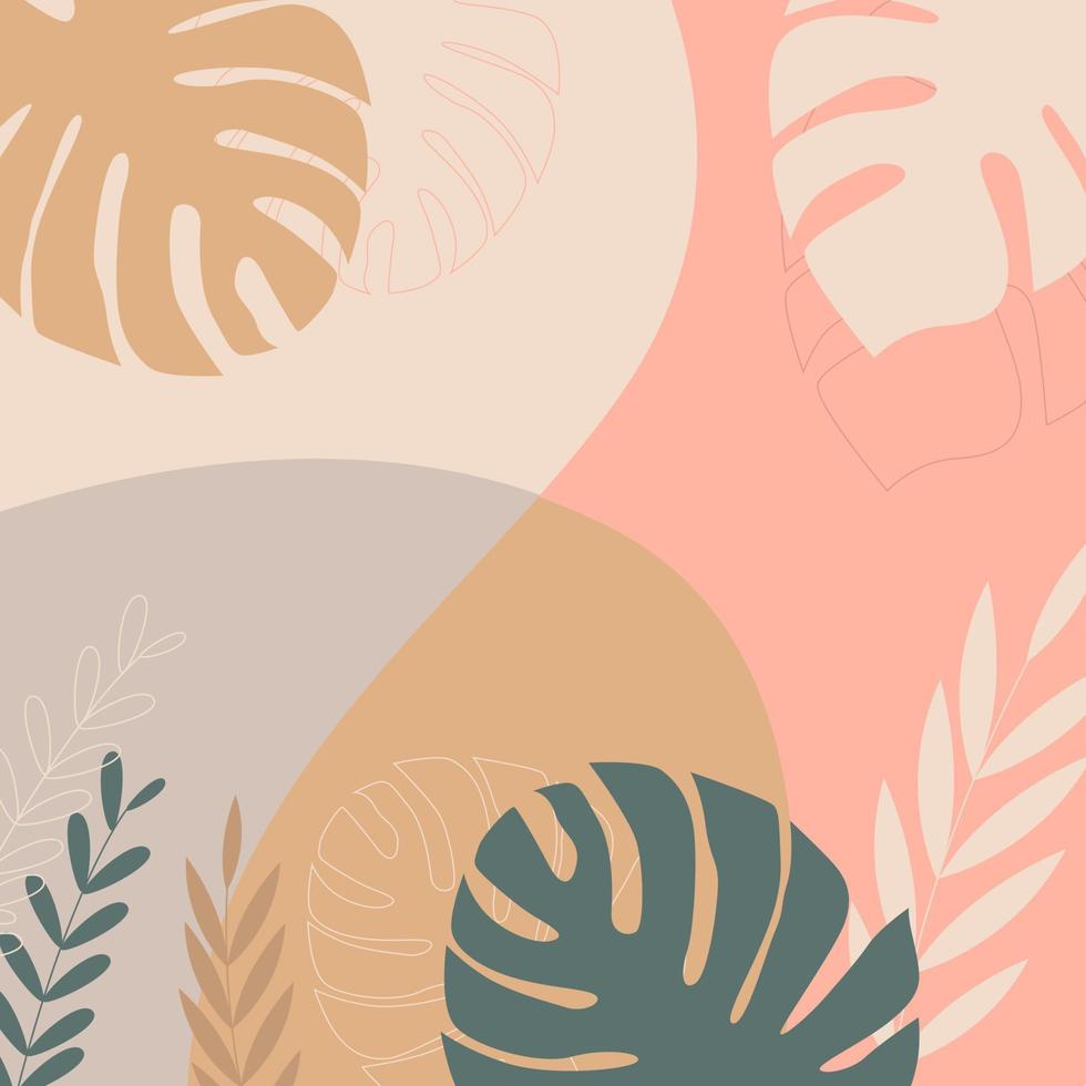 minimalist tropical leaves background template vector