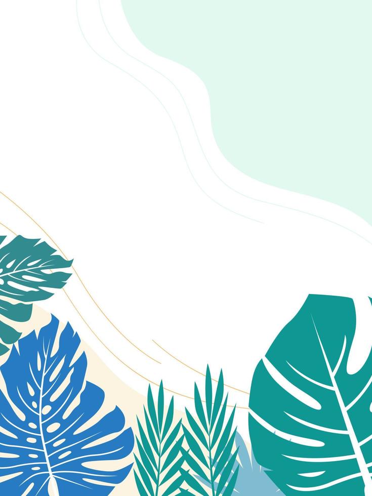 fondo de hojas tropicales planas dibujadas a mano vector